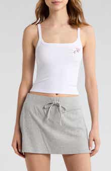 Couch Date Rose Embroidered Crop Rib Tank