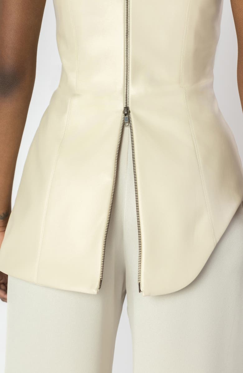 ISRAELLA KOBLA Indira Strapless Faux Leather Corset Top, Alternate, color, Cream