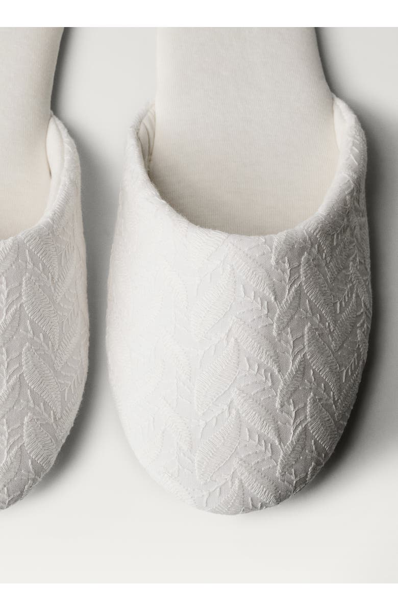 MANGO Embroidered Cotton Slipper, Alternate, color, White