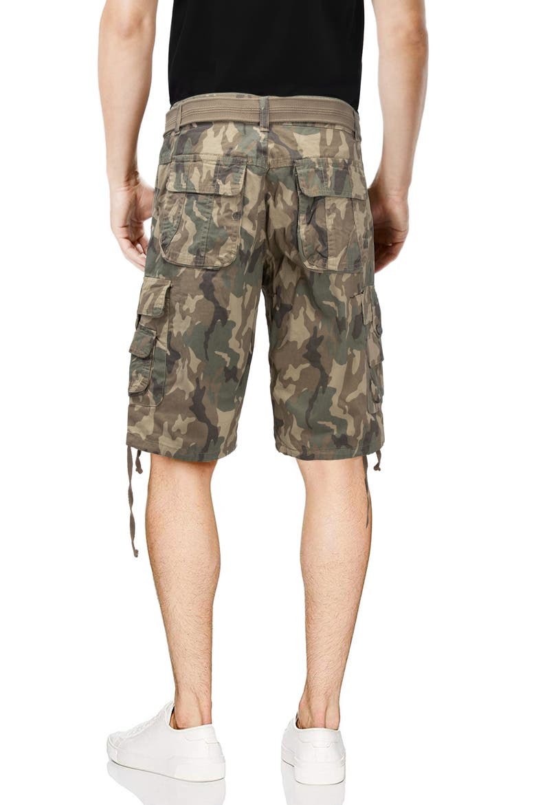Belted Twill Piping Camo Shorts, Alternate, color, DESERT CAMO