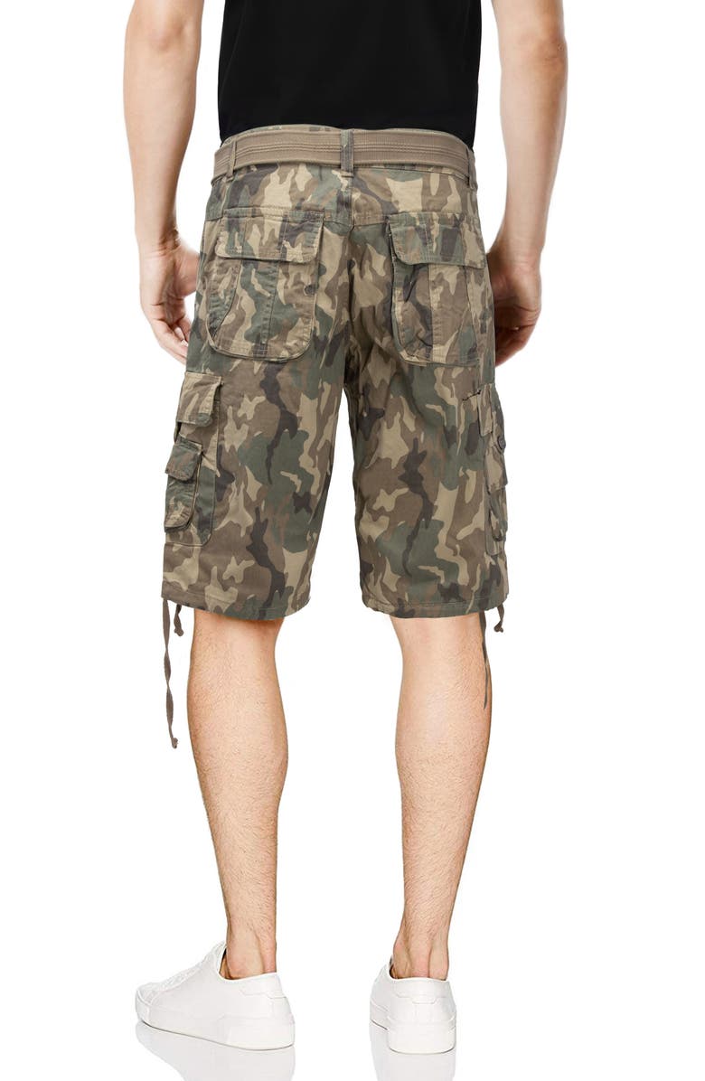 XRAY Belted Twill Piping Camo Shorts, Alternate, color, Desert Camo