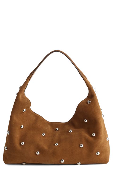 The Mylie Studded Suede Shoulder Bag