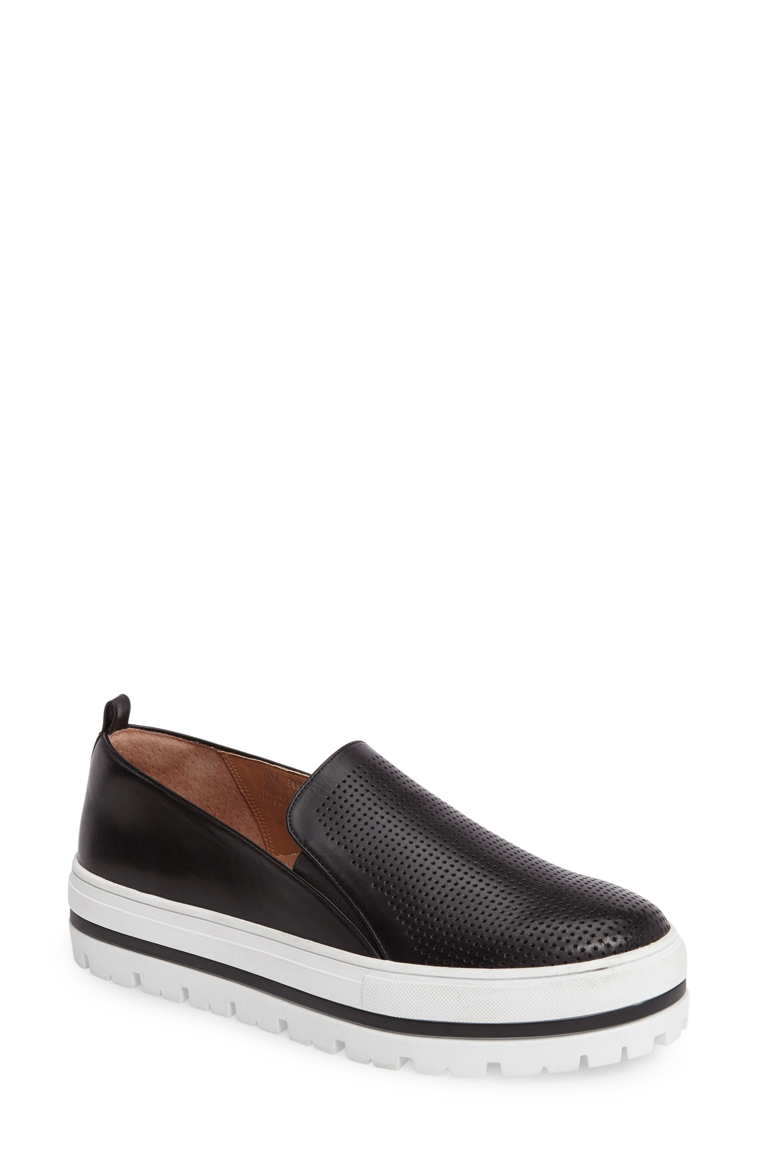 Teagen Sneaker, Main, color, BLACK LEATHER PERF