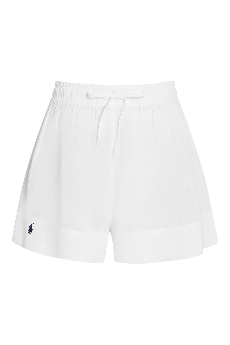 Organic Cotton & Linen Cover-Up Drawstring Shorts, Alternate, color, CREAM WHITE
