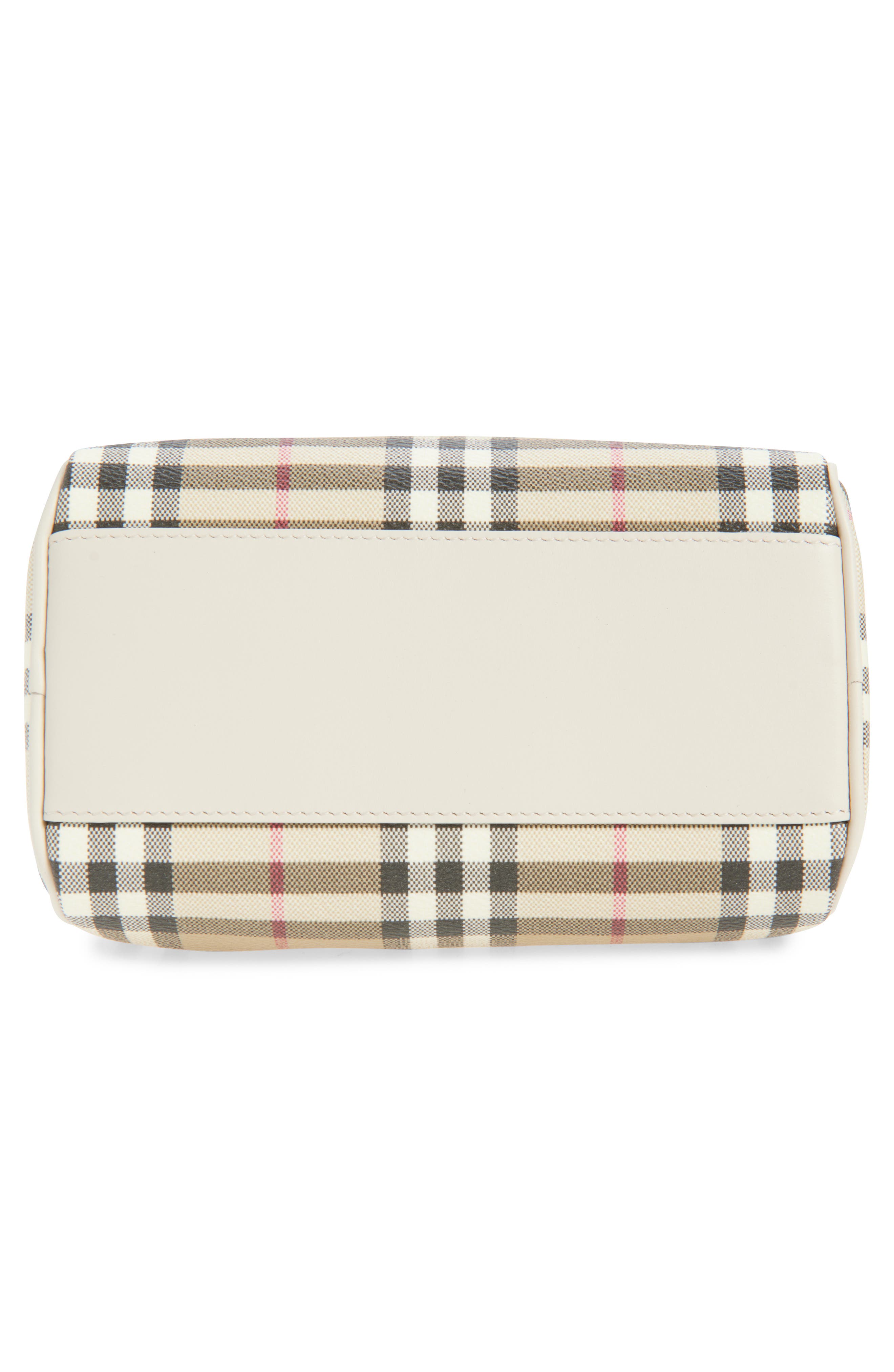 Burberry Mini Leather Bowling Bag, Alternate, color, Vintage Check/ Soap