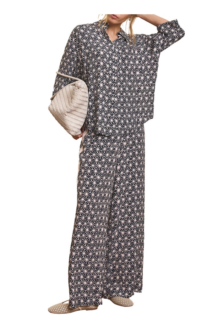 Geometric Print Wide Trousers, Alternate, color, Blue