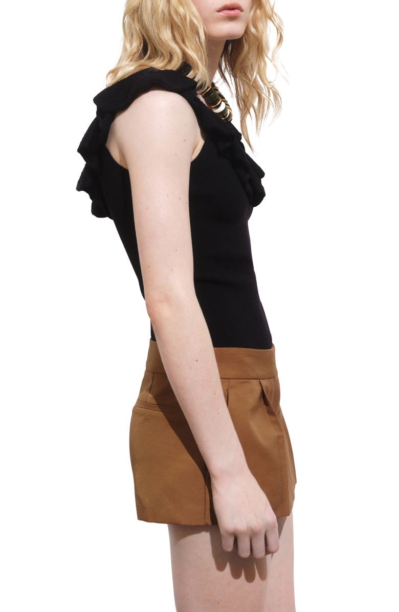 MANGO Ruffle Knit Tank, Alternate, color, Black