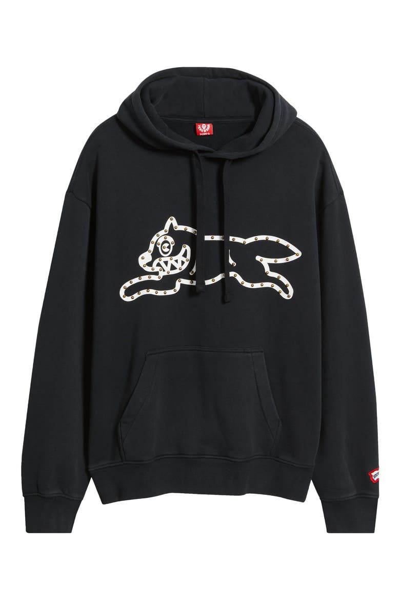 Park Stud Logo Cotton French Terry Hoodie, Alternate, color, BLACK