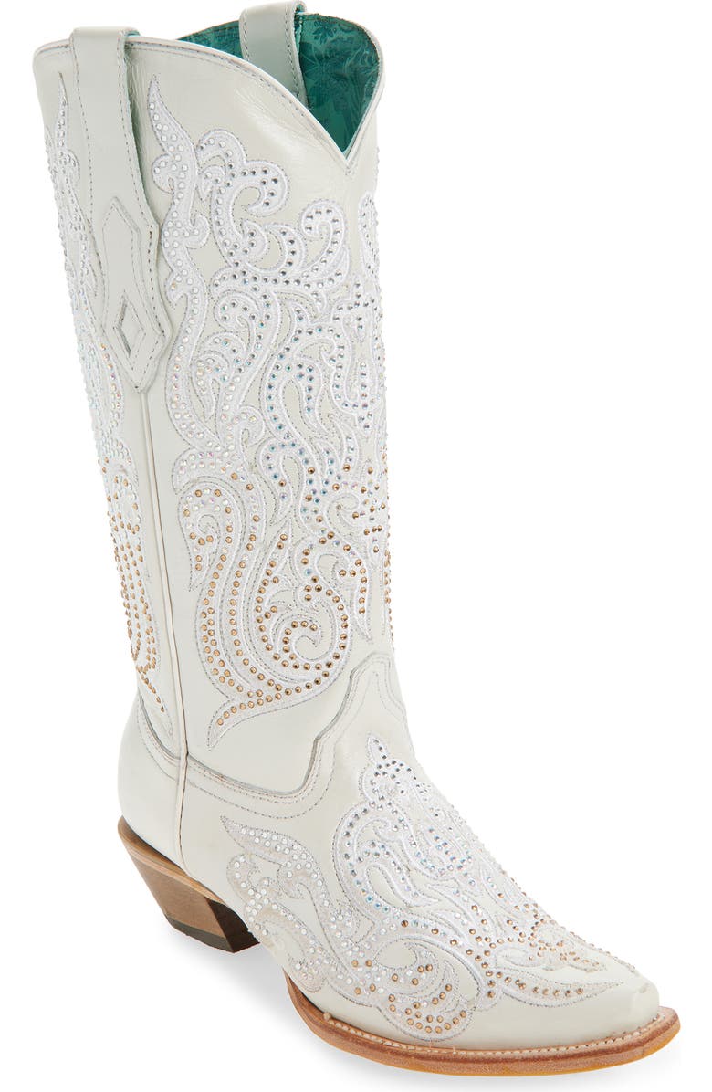CORRAL Crystal & Embroidered Western Boot, Main, color,