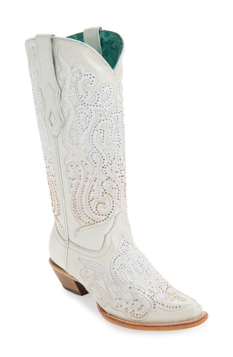 Crystal & Embroidered Western Boot (Women)