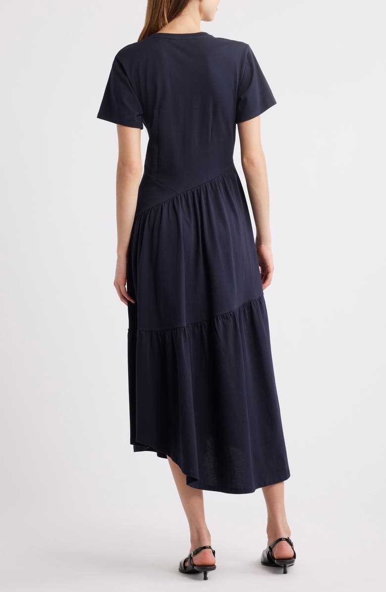 FRAME Asymmetric Tiered Ruffle Knit Dress, Alternate, color, Navy