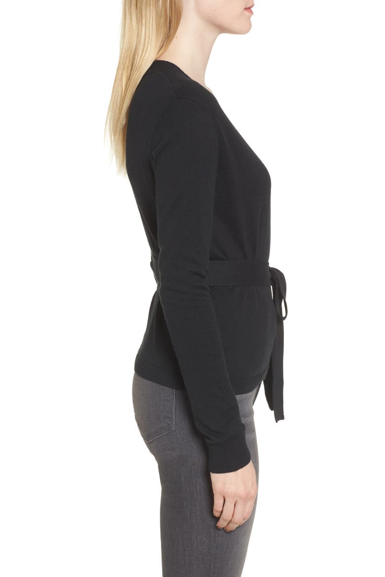 Ballet Wrap Sweater, Alternate, color, BLACK