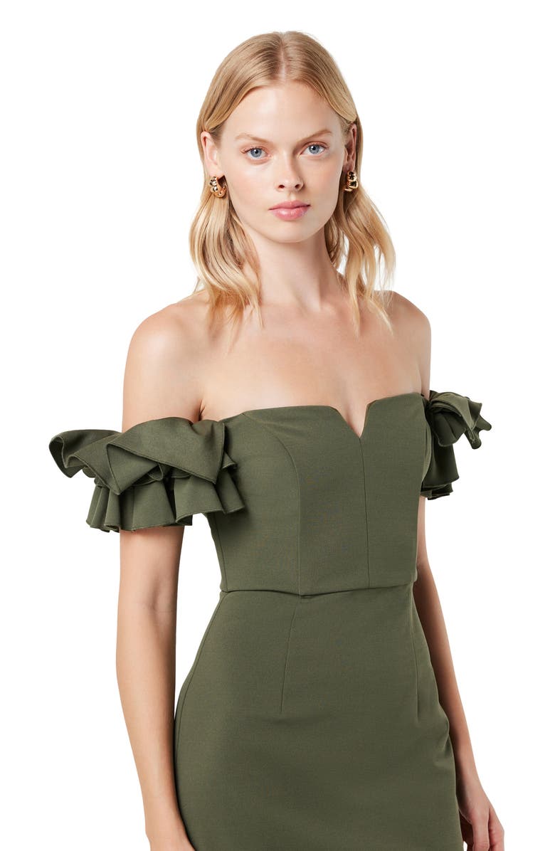 Elliatt Creole Off the Shoulder Sheath Midi Dress, Alternate, color, 