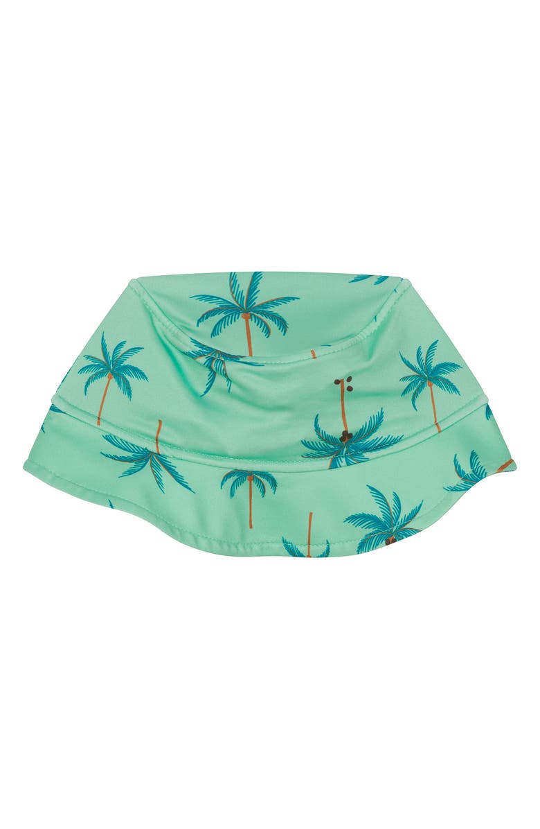 PL Baby by Petit Lem Long Sleeve One-Piece Rashguard Swimsuit & Hat Set, Alternate, color, Palms