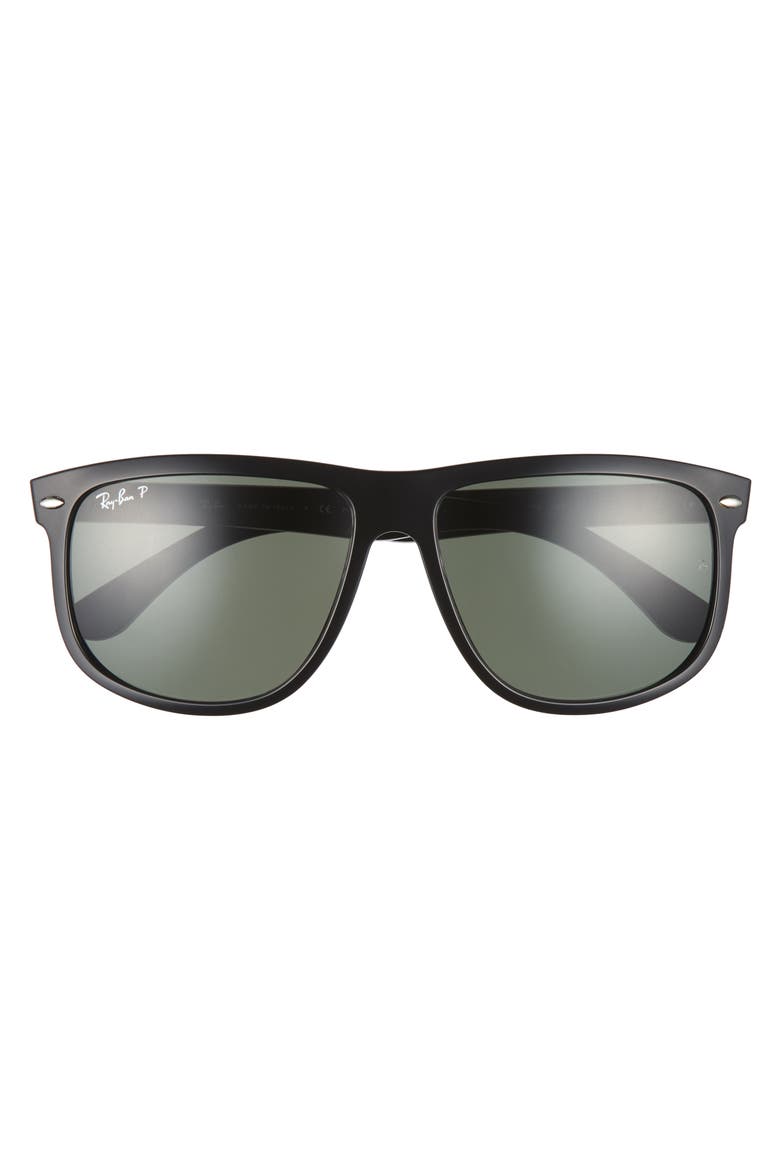 Boyfriend 60mm Polarized Sunglasses, Alternate, color, BLACK/ GREEN P