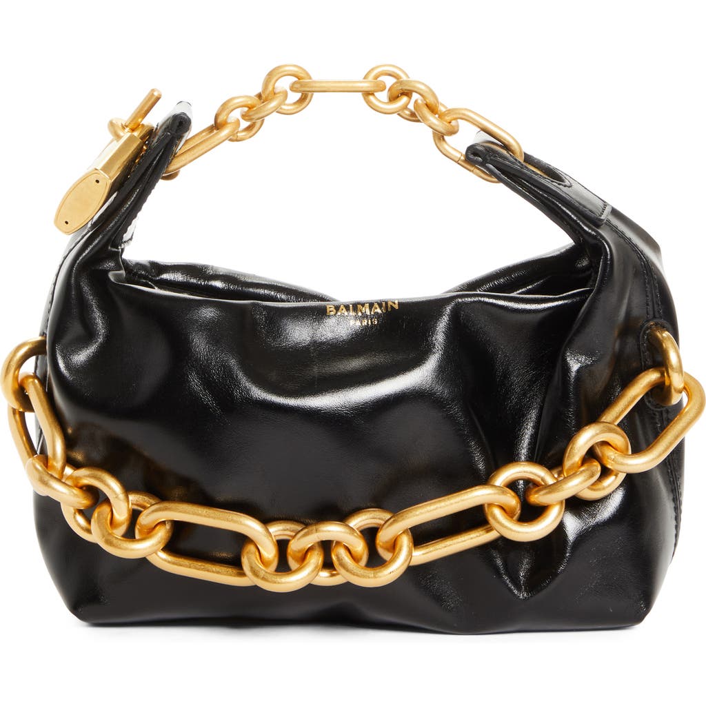 Balmain Sync Chain Mini Top-handle Bag In Calfskin Leather