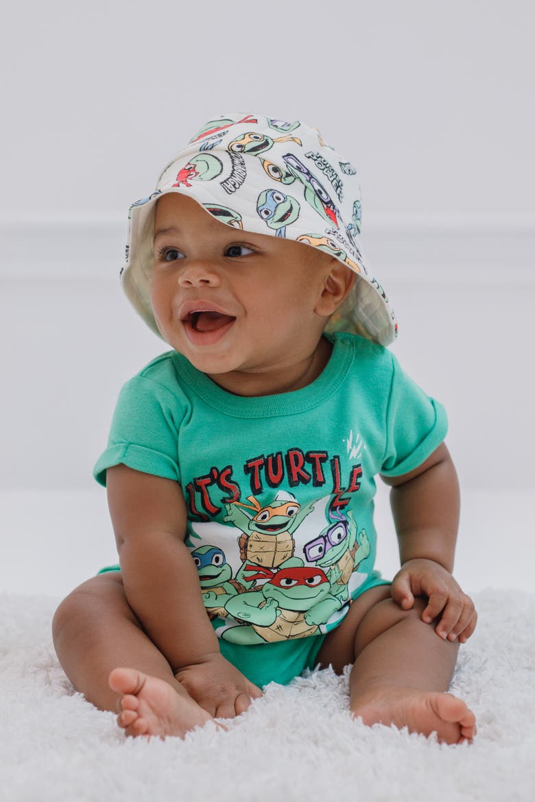 2-Piece Romper and Sunhat Set, Alternate, color, TMNT Green