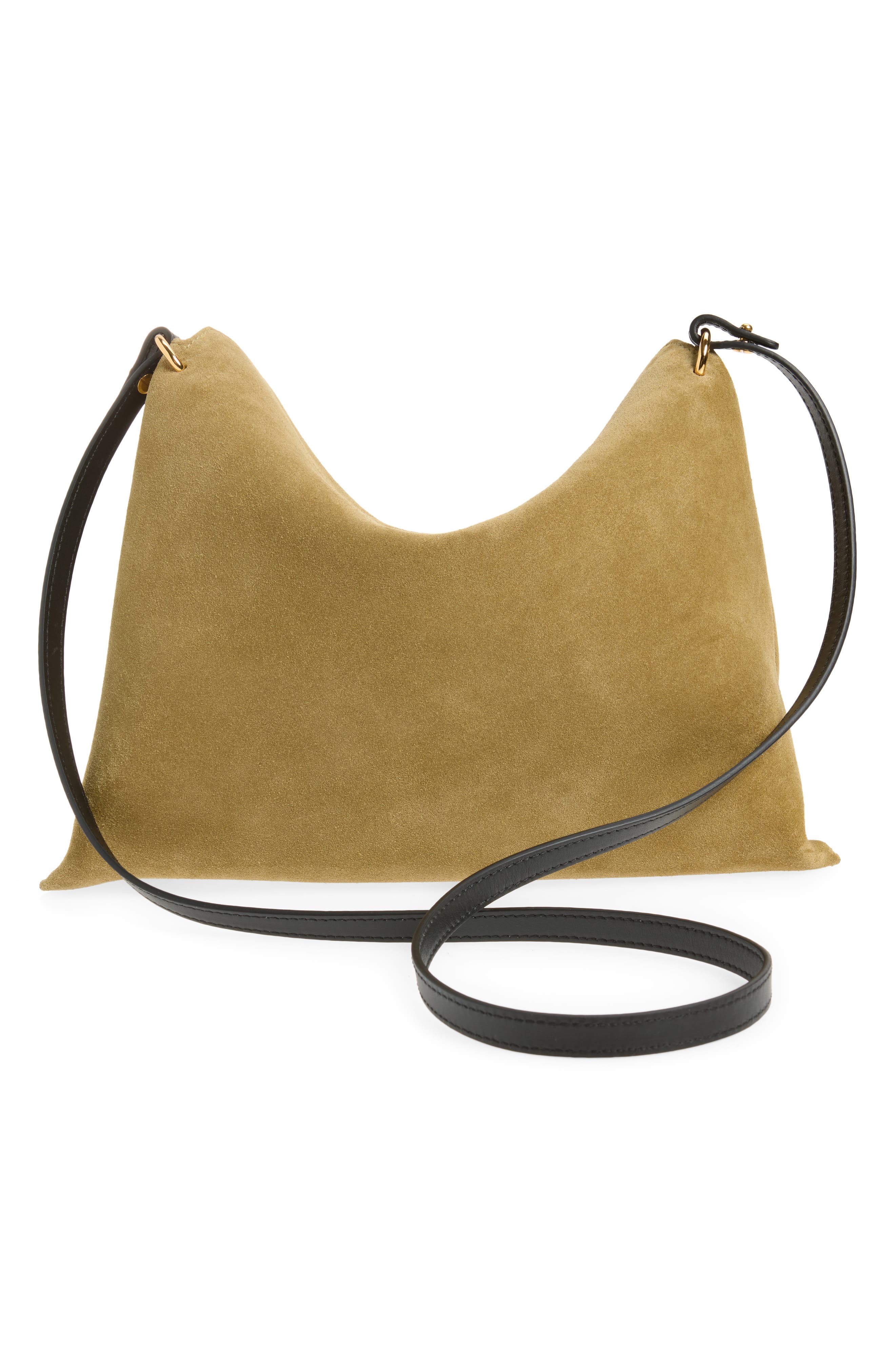 Wandler Small Penelope Slouch Suede Shoulder Bag, Alternate, color, Khaki Suede / Black