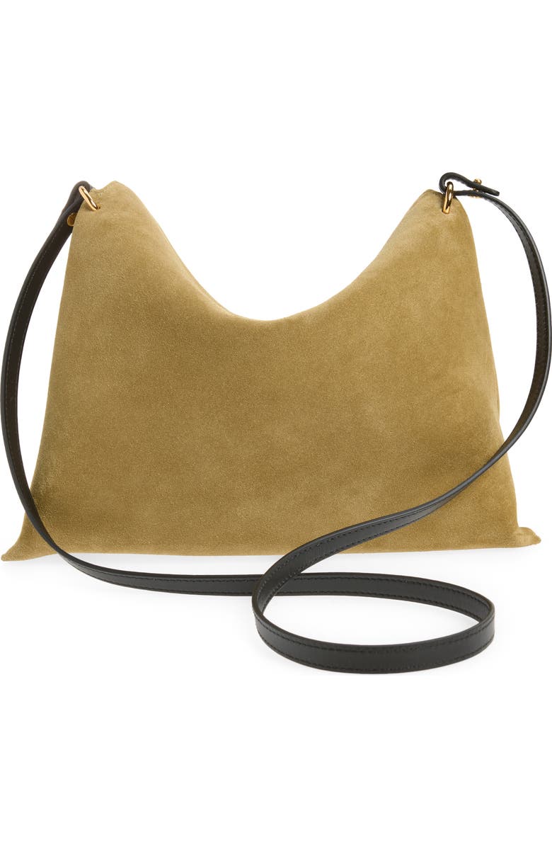 Wandler Small Penelope Slouch Suede Shoulder Bag, Alternate, color, Khaki Suede / Black