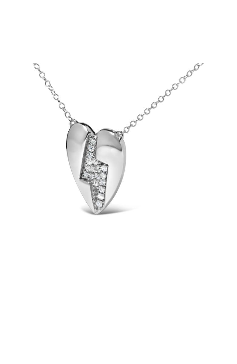 Haus of Brilliance 925 Sterling Silver 1/3 Diamond Heart and Lightning Bolt Pendant Necklace - Inches, Alternate, color, White