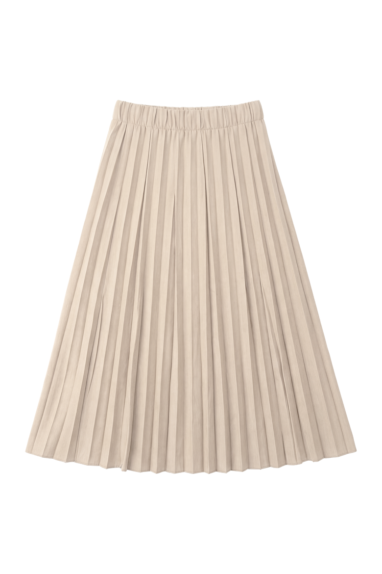 Crinkle Pleated Elastic Waist Merrow Edge Skirt, Main, color, Linen