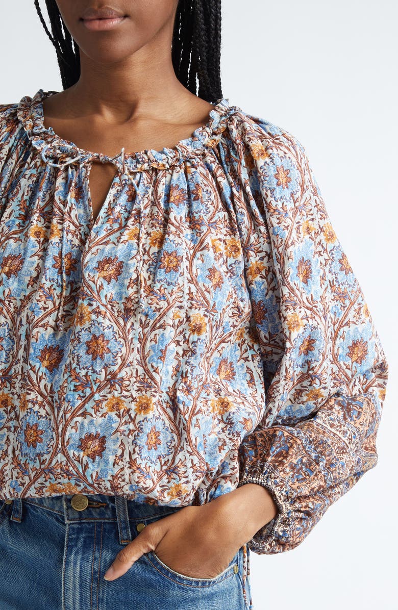 Ulla Johnson Silva Border Print Cotton Blend Top, Alternate, color, 