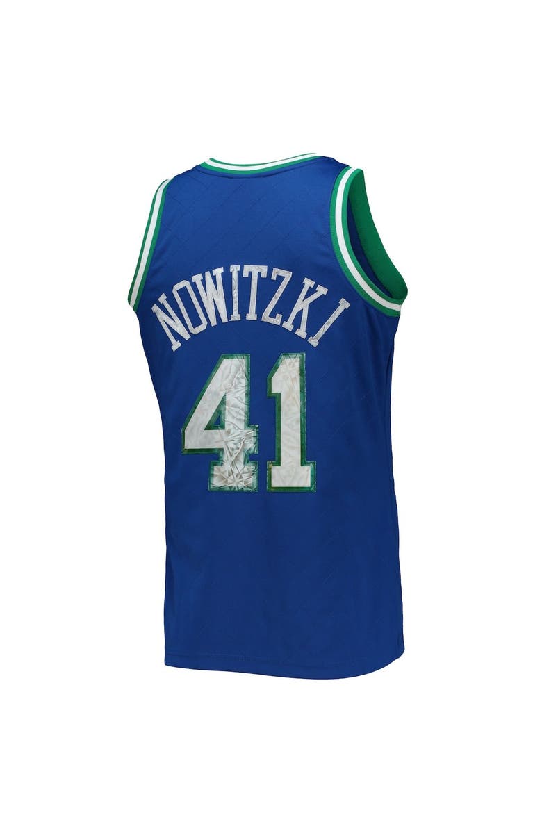 Mitchell & Ness Men's Mitchell & Ness Dirk Nowitzki Blue Dallas Mavericks 1998-99 Hardwood Classics 75th Anniversary Diamond Swingman Jersey, Alternate, color, 