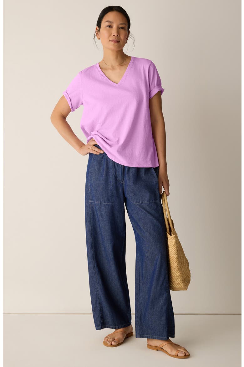 Easy V-Neck Organic Cotton T-Shirt, Alternate, color, BRIGHT ASTER