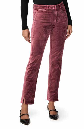 Cindy Twist Seam High Waist Ankle Straight Leg Velvet Pants