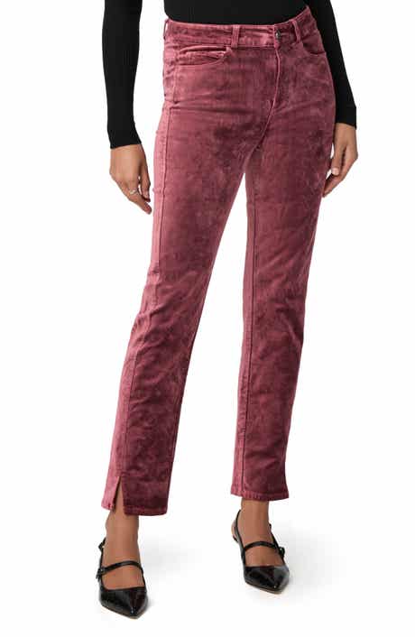 Cindy Twist Seam High Waist Ankle Straight Leg Velvet Pants