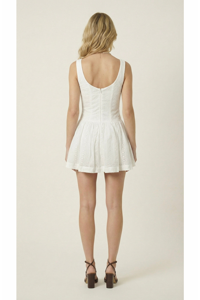 Sleeveless Eyelet Mini Dress, Alternate, color, White