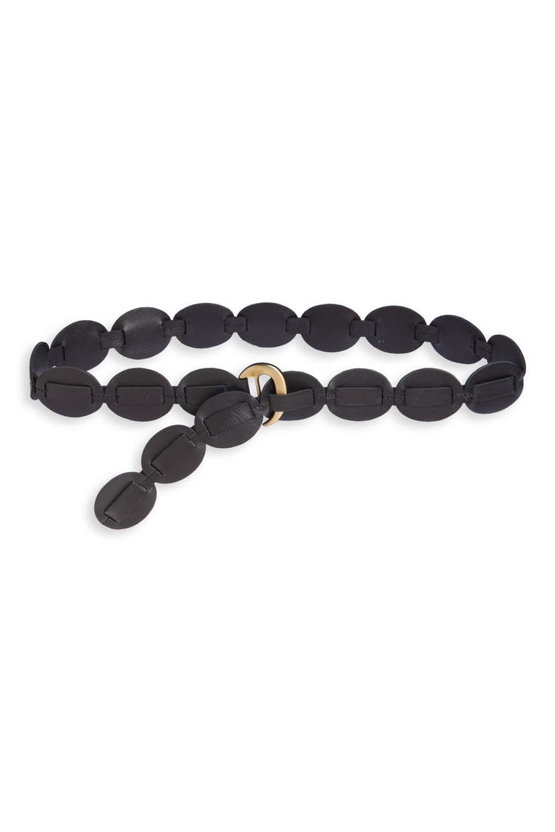 Shishi Leather Belt, Main, color, BLACK
