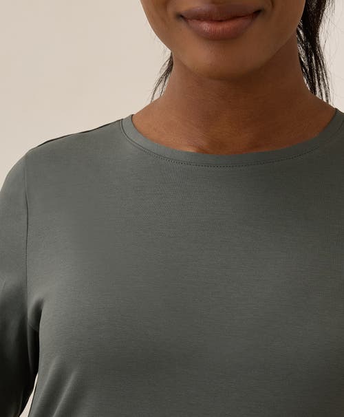 Pact Organic Cotton Luxe Stretch Jersey Slim Long Sleeve Tee In Castor Grey