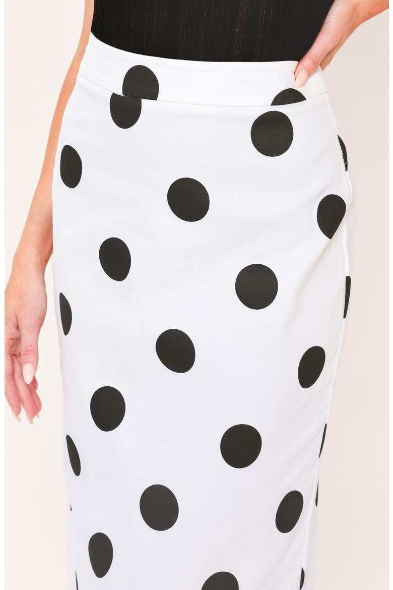 Polka Dot Pencil Skirt, Alternate, color, IVORY BLACK