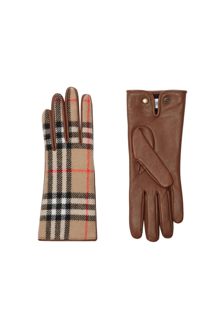 Check Wool Gloves, Alternate, color, Archive beige