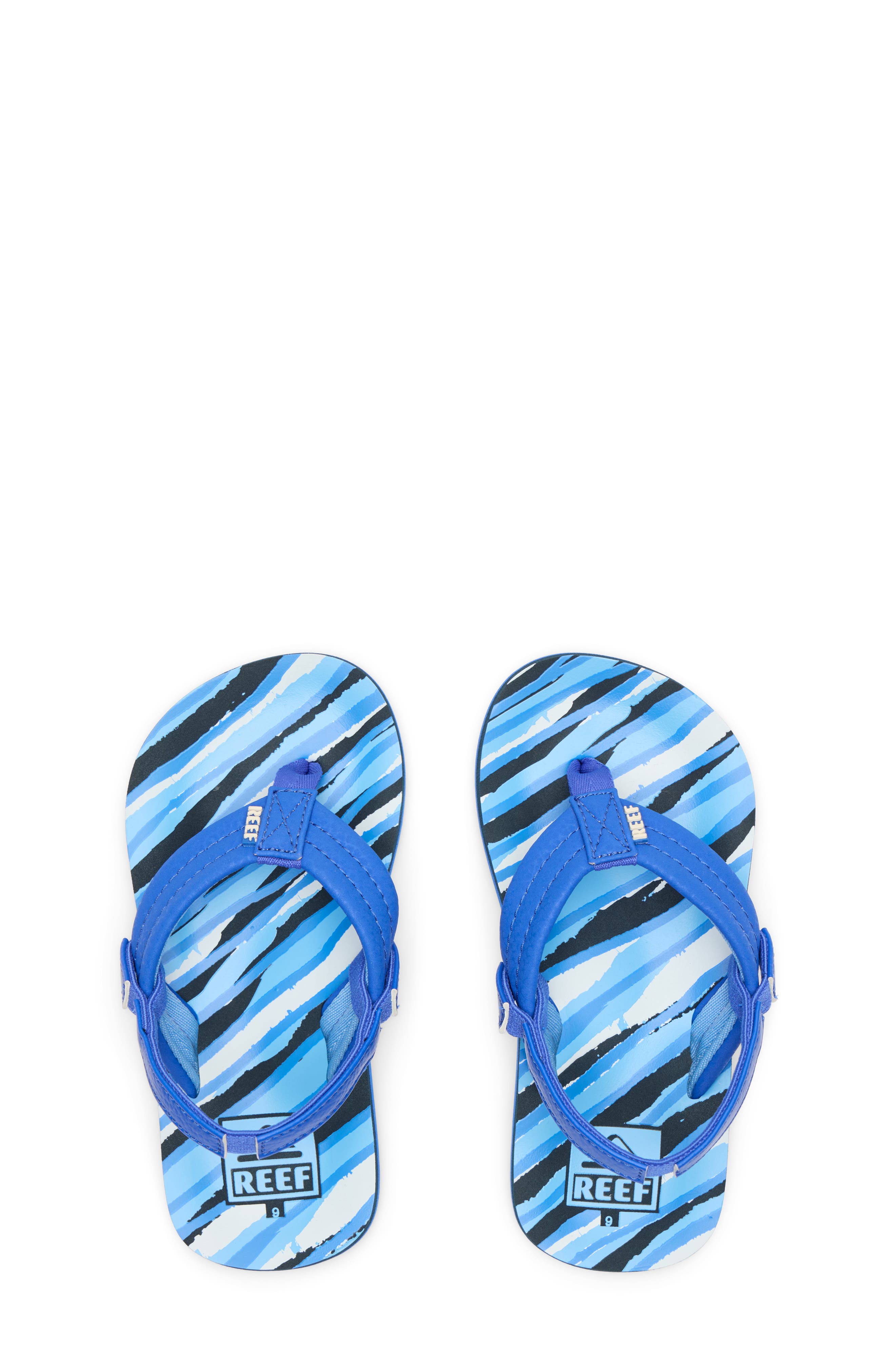 Kids' Little Ahi Flip Flop, Alternate, color, ROYAL STRIPE