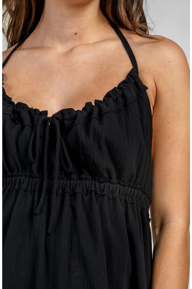 Gauze Maxi Halter Dress, Alternate, color, BLACK
