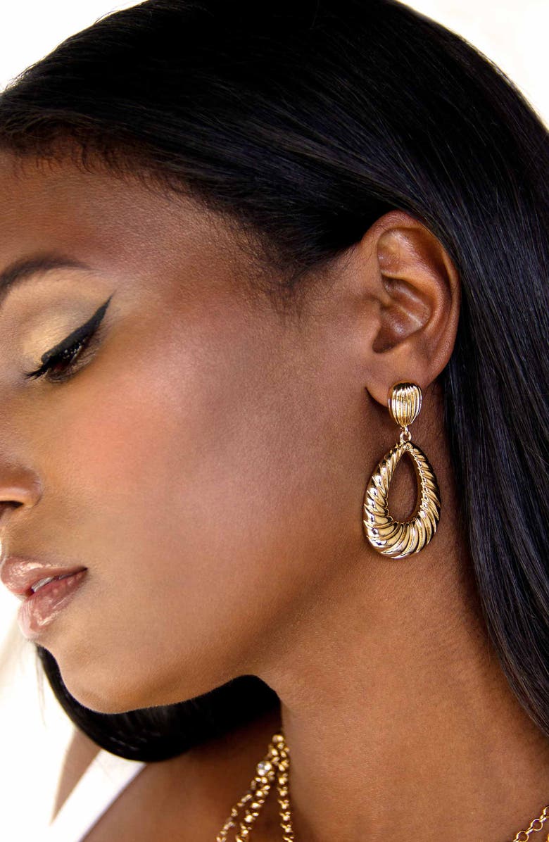 Ettika Teardrop Wave Drop Earrings, Alternate, color, Gold