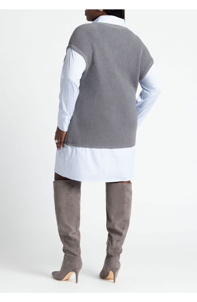 ELOQUII Twofer Shirt Dress, Alternate, color, Charcoal Smudge