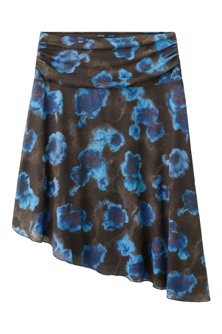 Asymmetrical Printed Mesh Skirt, Main, color, BROWN