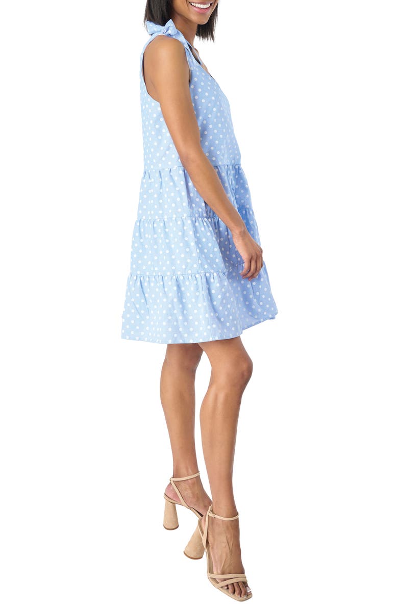 GIBSONLOOK Polka Dot Tie Strap Tiered Cotton Dress, Alternate, color, French Blue Dot