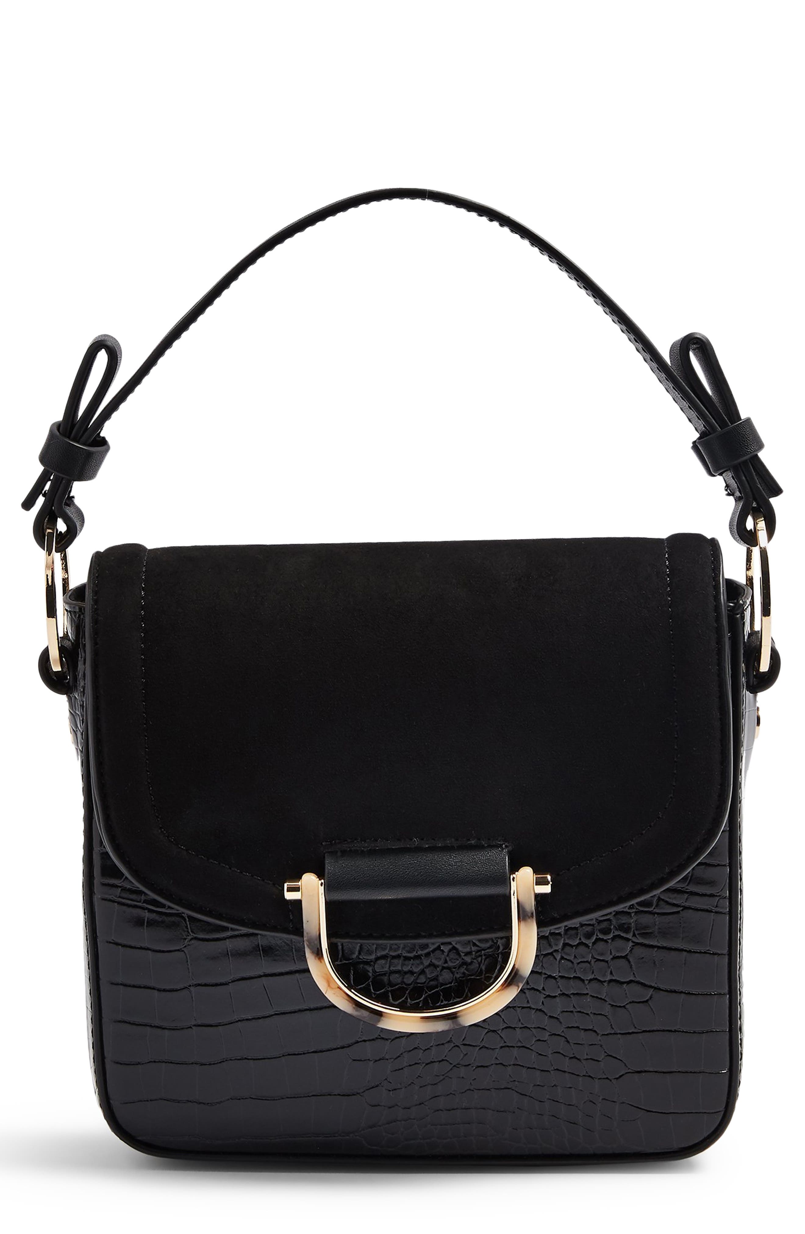 Topshop Carrie Croc Shoulder Bag, Main, color, 