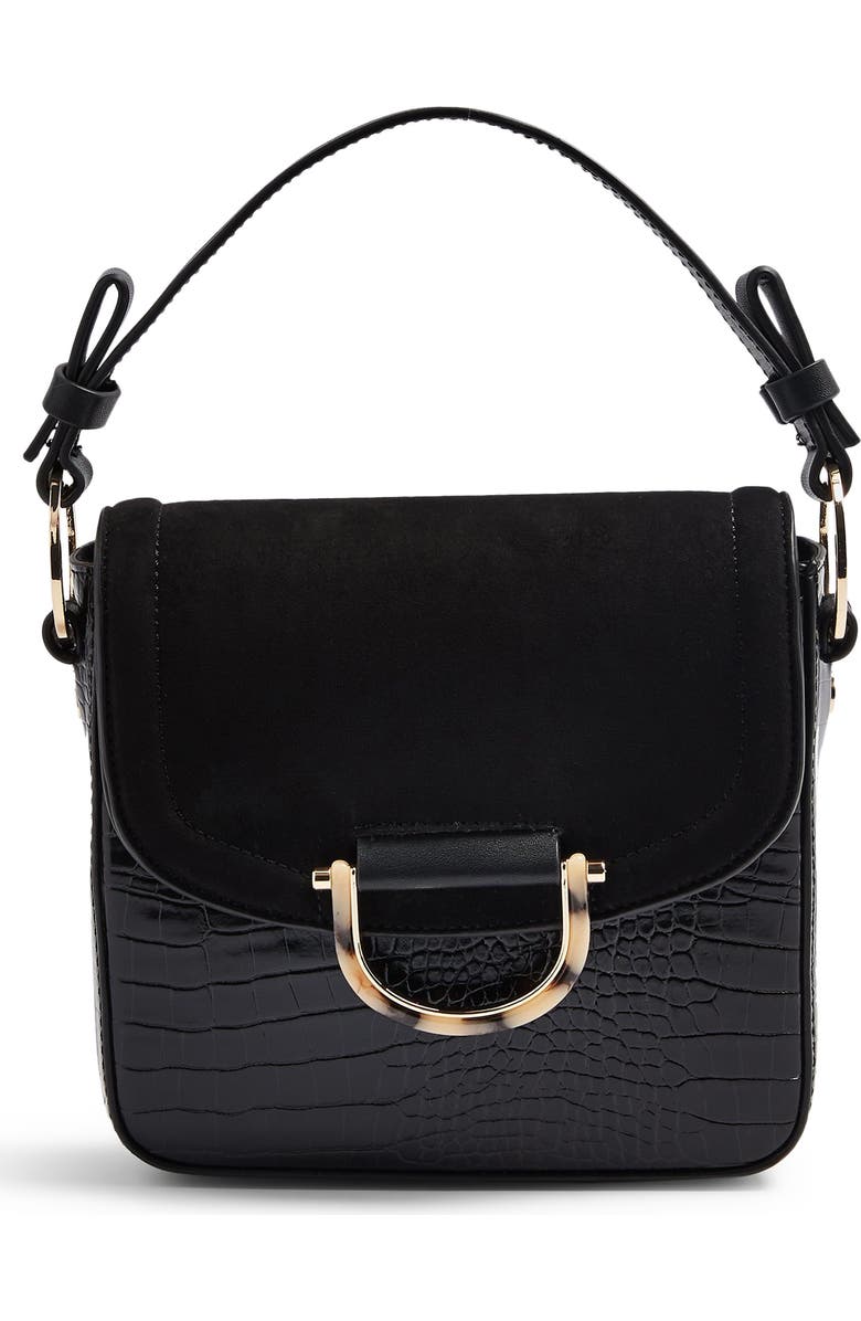 Topshop Carrie Croc Shoulder Bag, Main, color,