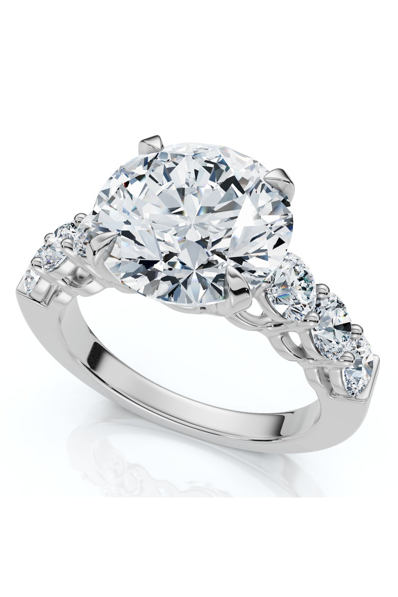 Certified 5Ct Diamond (4Ct Center) Engagement Ring 14k Gold Lab Grown, Alternate, color, 14k White Gold