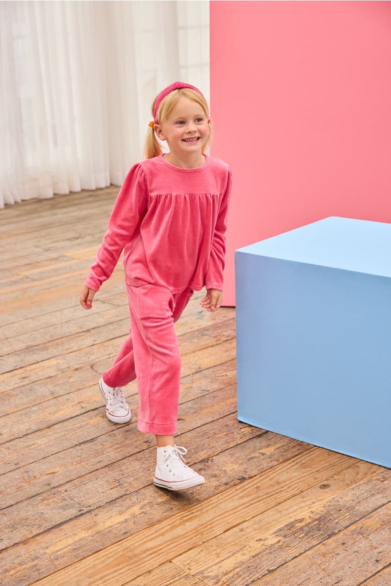 Kids' Cropped Velour Palazzo Pants, Alternate, color, Tulip Velour