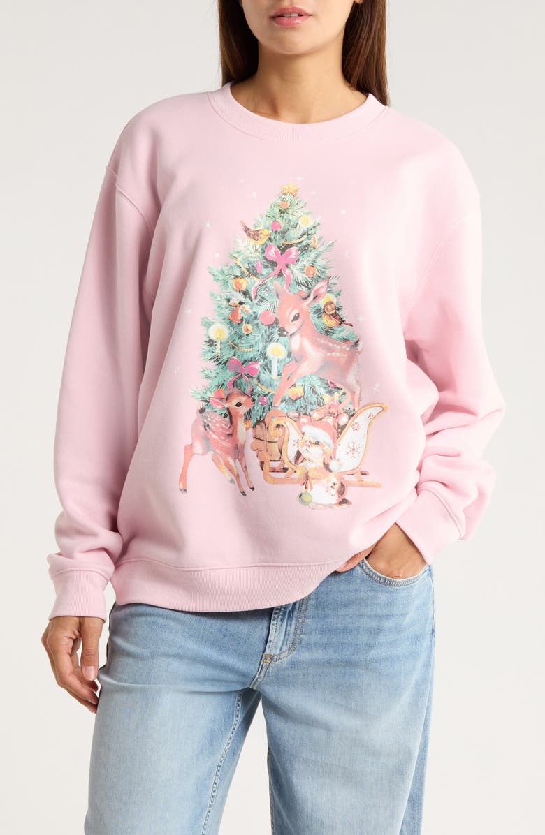 Vinyl Icons Animals Christmas Tree Graphic Sweatshirt, Main, color, 