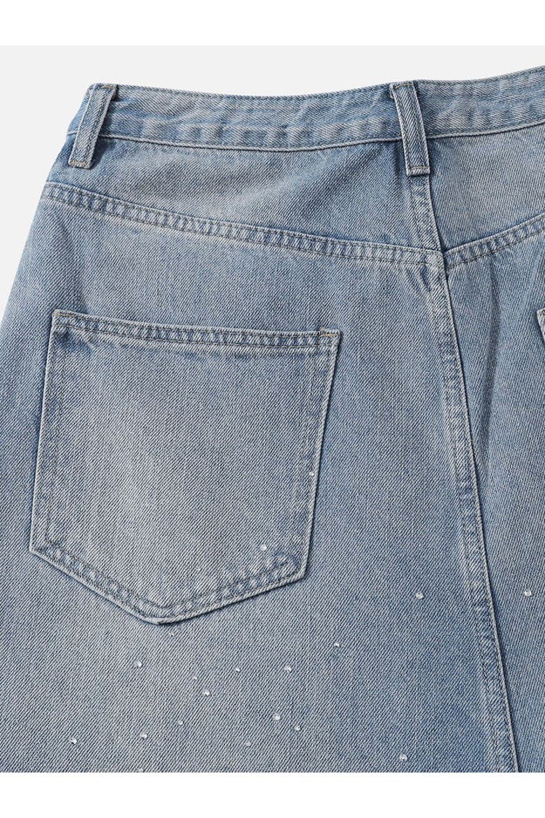 Rhinestone Baggy Jeans, Alternate, color, Blue
