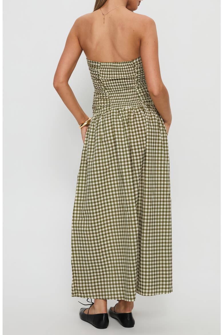 Frankey Strapless Gingham Drop Waist Maxi Dress, Alternate, color, GREEN CHECK