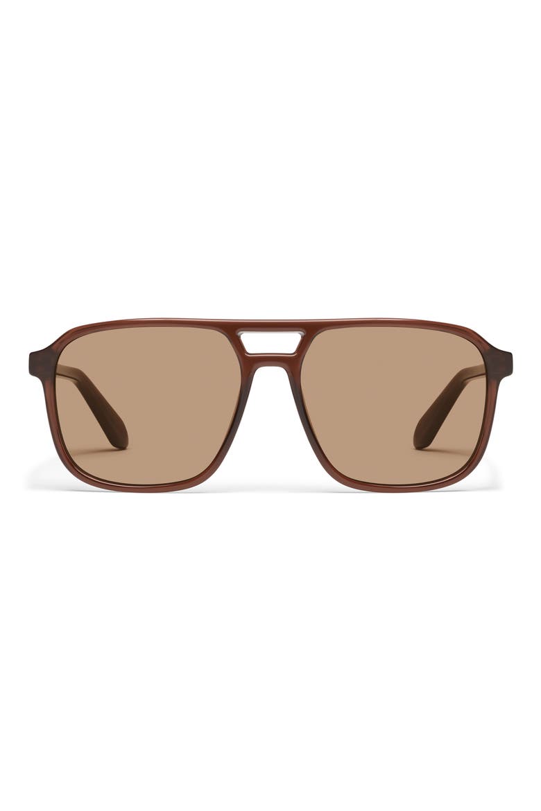 On the Fly 57mm Aviator Sunglasses, Main, color, DARK BROWN/ TAN