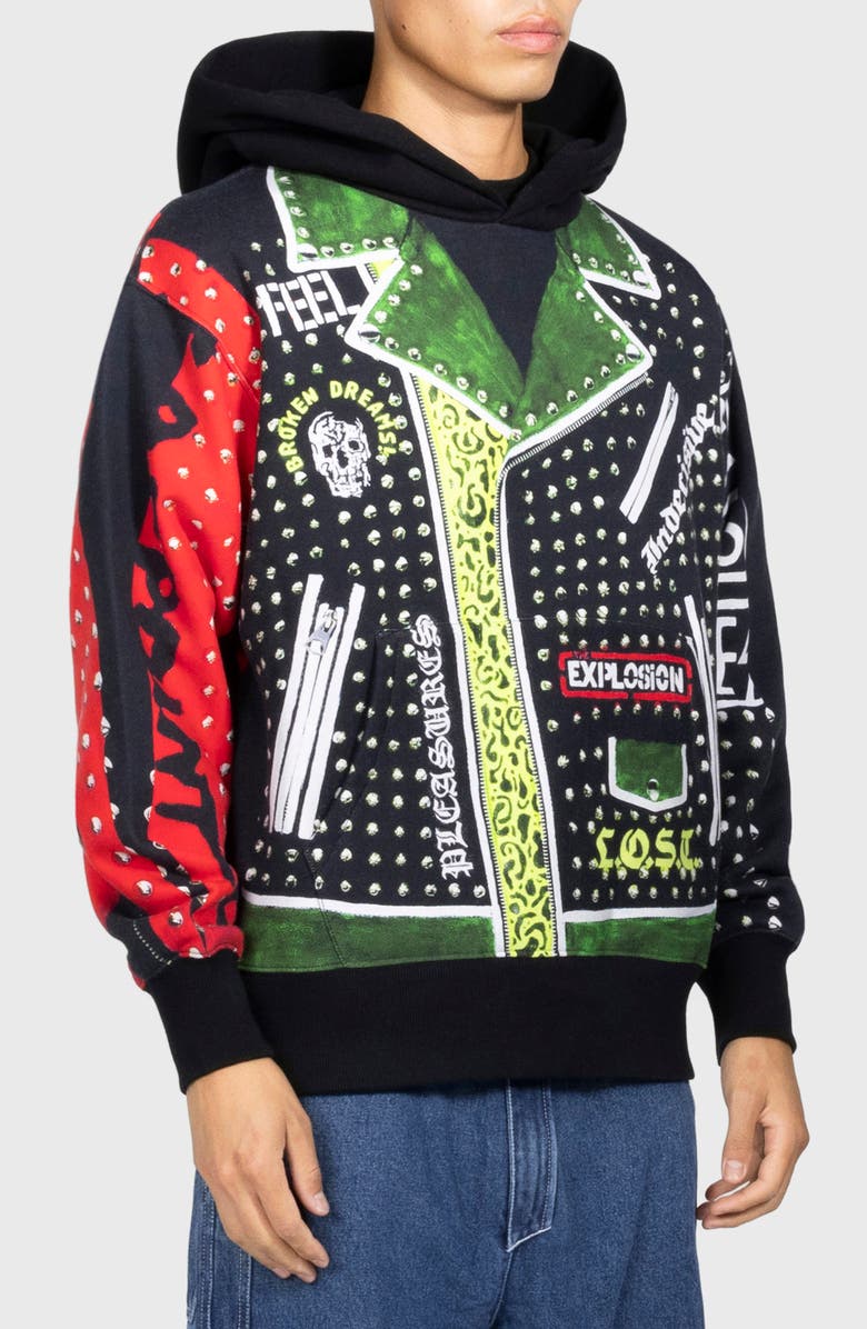 PLEASURES Explosion Cotton Blend Hoodie Pullover, Alternate, color, Black